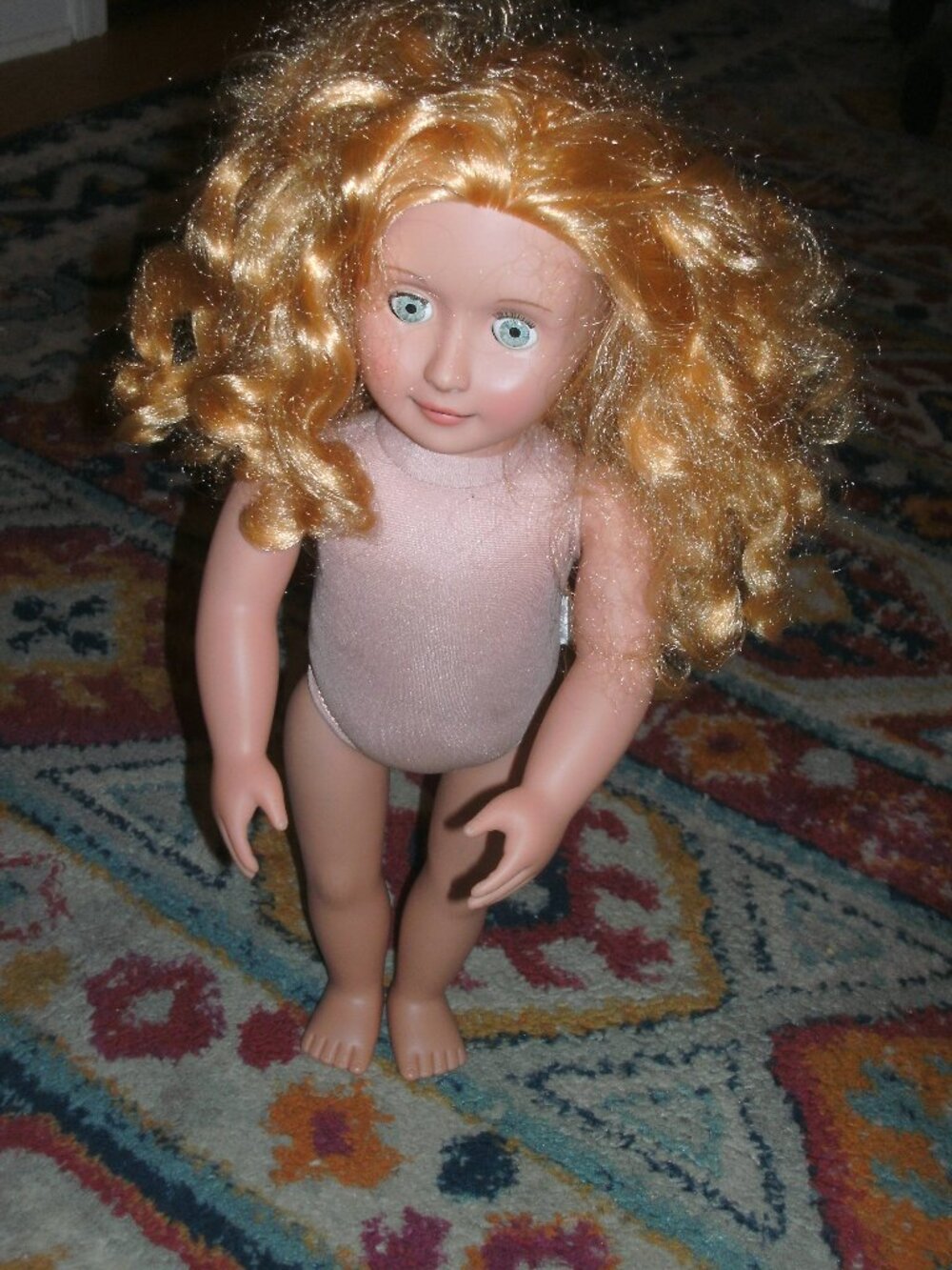 Our Generation 18" Doll Long Curly Strawberry Blonde Hair & Blue Eyes H18000-02